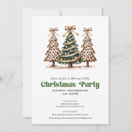 Invitation Unique leopard print Christmas tree party invite (Devant)