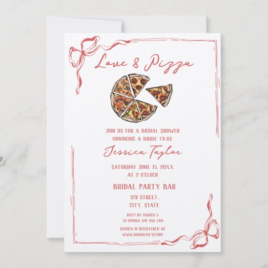 Invitation Unique main rouge tiré nuptiale Brunch Amour et pi (Devant)