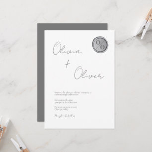 Invitation Unique mariage monogramme de sceau de cire gris ar