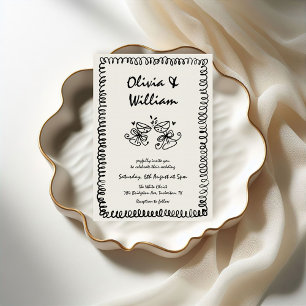 Invitation Unique Mariage rétro à main glissante