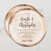 Invitation Unique Mariage rustique écorce à grains de bois su (Devant / Derrière)