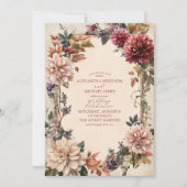 Invitation Unique Mariage victorien Royal Floral (Devant)