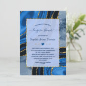 Invitation Unique Marine Blue Agate Or Marbre Lingerie Douche (Debout devant)