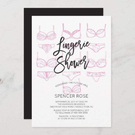 Invitation Unique Moderne Lingerie Douche (Devant / Derrière)