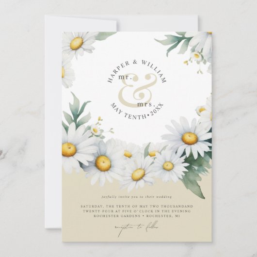 Invitation Unique monogrammed moderne mariage (Devant)