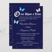 Invitation Unique Navy Blue Butterfly Fairytale Mariage (Devant / Derrière)