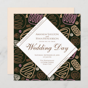 Invitation Unique Pastel Abstrait One Line Art Mariage 