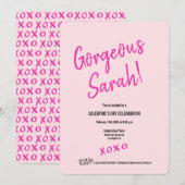 Invitation Unique personnalisable XOXO Pink Galentine's Day (Devant / Derrière)