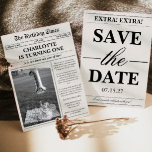 Invitation Unique Photo Journal de Naissance Premier Annivers