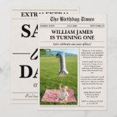 Invitation Unique Photo Newspaper 1st Birthday (Devant / Derrière)