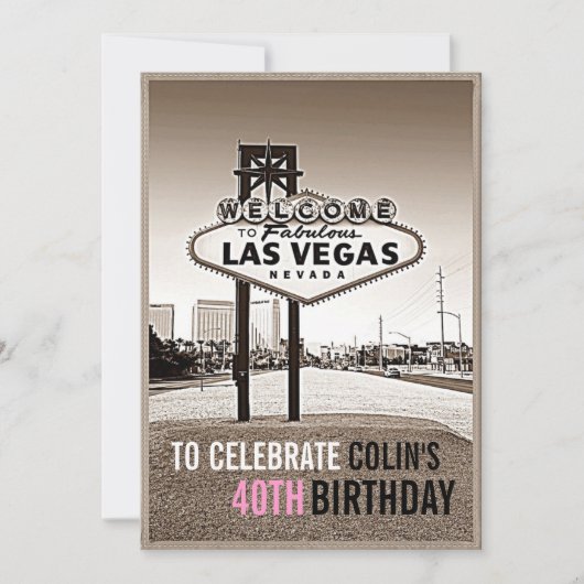 Invitation unique pour un anniversaire à Las Vegas (Devant)