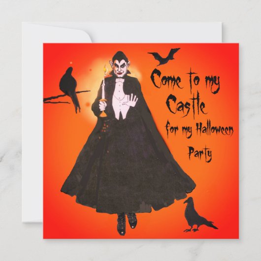 Invitation unique pour une soirée Halloween Dracul (Devant)