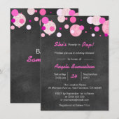 Invitation Unique PRÉPAREZ au baby shower rose de tableau (Devant / Derrière)