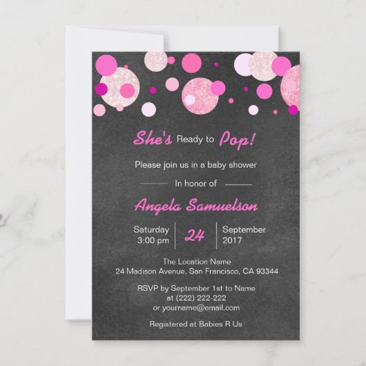 Invitation Unique PRÉPAREZ au baby shower rose de tableau (Devant)