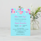 Invitation Unique PRÊT À POP Baby shower bleu rose neutre (Debout devant)