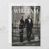 Invitation Unique QR code magazine couverture photo mariage (Devant)