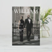 Invitation Unique QR code magazine couverture photo mariage (Debout devant)