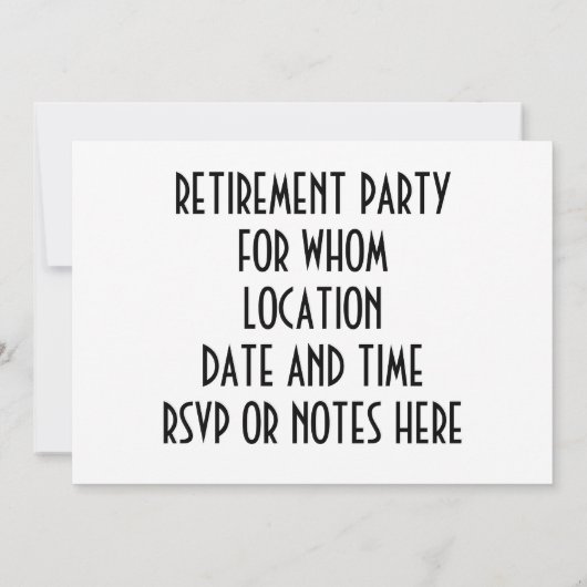 INVITATION "UNIQUE RETRAITE PARTY" (Dos)