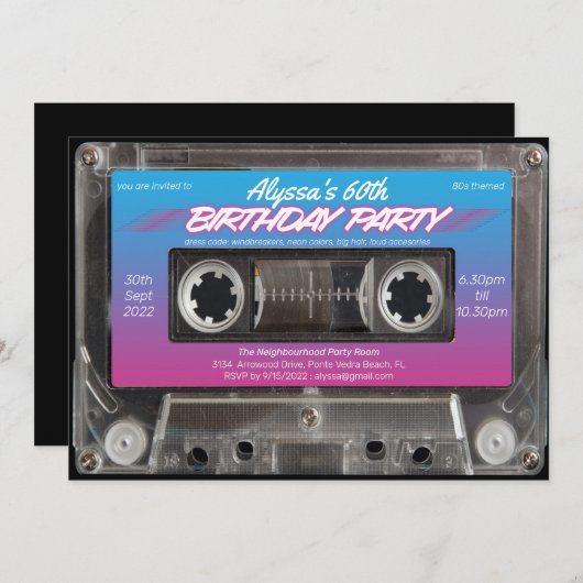Invitation Unique Retro 60th Birthday Party (Devant / Derrière)