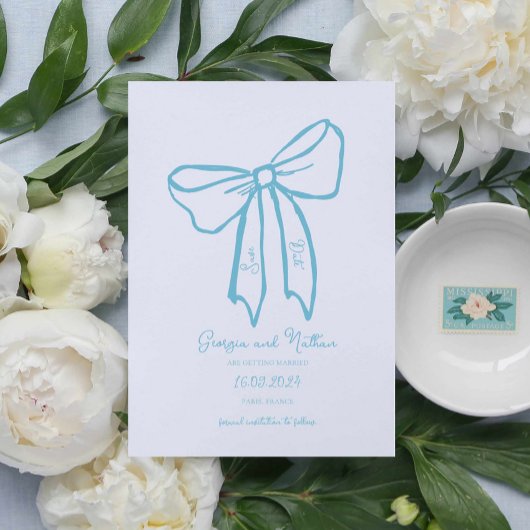 Invitation Unique Retro Dusty Blue Enregistrer la date Invita