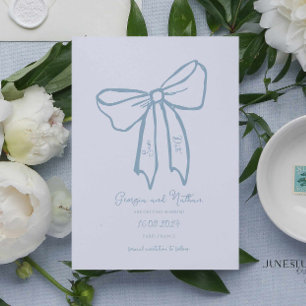 Invitation Unique Retro Dusty Blue Enregistrer la date Invita