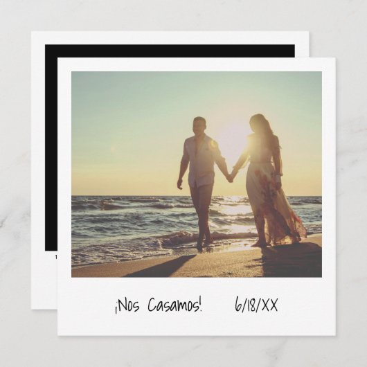 Invitation Unique Retro Instant Photo Mariage espagnol (Devant / Derrière)