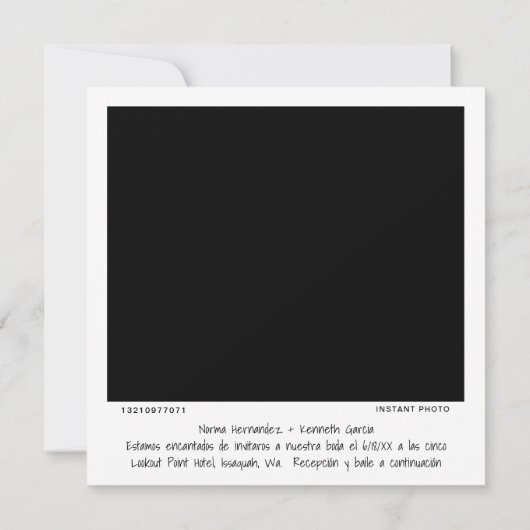 Invitation Unique Retro Instant Photo Mariage espagnol (Dos)