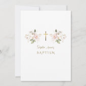 Invitation Unique Rose Blush Gold Flowers Girl Baptism (Dos)