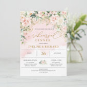 Invitation Unique rose pastel roses verdure or répétition (Debout devant)