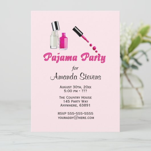 Invitation unique rose pour filles à une soirée py (Debout devant)