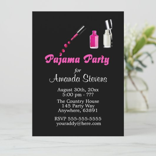 Invitation unique rose pour filles à une soirée py (Debout devant)