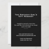 Invitation unique rose pour filles pour une soirée (Dos)