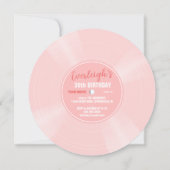 Invitation Unique Rose Vinyl Record Musique Anniversaire Invi (Dos)