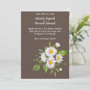 Invitation Unique Rustique Floral White Daisy Mariage