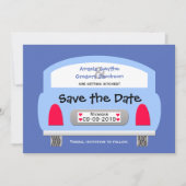 Invitation unique Save the Date — Blue Car (Devant)