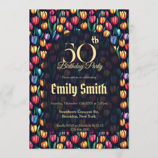 Invitation Unique Tulip Aesthetic 5Th Birthday (Devant)