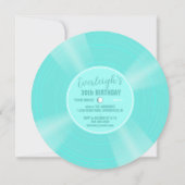 Invitation Unique Turquoise Vinyl Record Anniversaire Invitat (Dos)