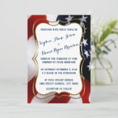 Invitation Unique USA Drapeau or Mariage personnalisé (Debout devant)