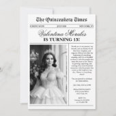 Invitation Unique Vintage Newspaper Photo Quinceanera (Devant)