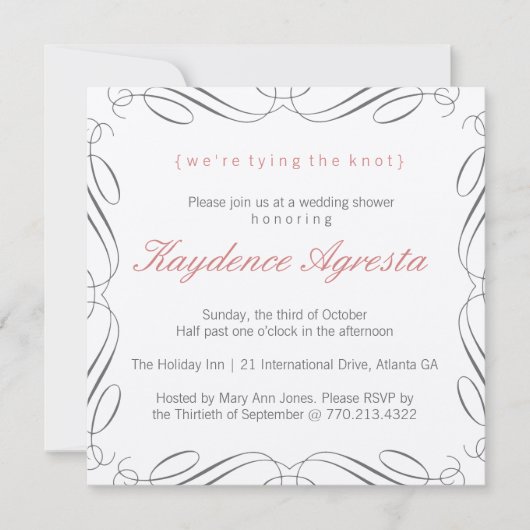 Invitation Unique Vintage Wedding Shower (Devant)