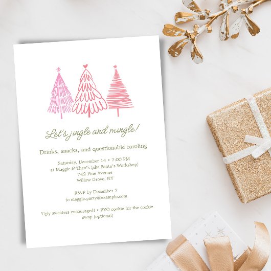 Invitation Unique Whimsical Drawing Christmas Holiday Party