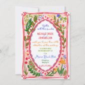 Invitation Unique Whimsical Floral Quirky Doodle Main tiré (Devant)