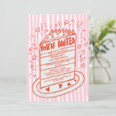 Invitation Unique Whimsical Main tiré Doodle Gâteau d'anniver (Debout devant)