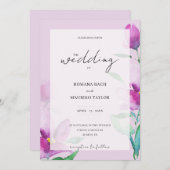 Invitation Uniquité Des Fleurs D'Aquarelle Violet (Devant / Derrière)
