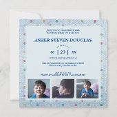 Invitation Unisex Denim Pois 3 Photos Anniversaire de enfant (Devant)