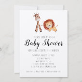 Invitation Unisex Giraffe & Lion Baby shower (Devant)