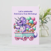 Invitation Unisex kids dinosaur ice cream party  (Debout devant)