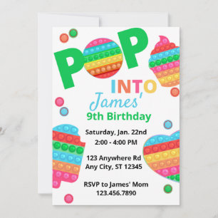 Invitation Unisex Rainbow Pop It Fidget Jouet Anniversaire