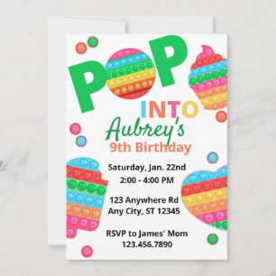 Invitation Unisex Rainbow Pop It Fidget Jouet Anniversaire En
