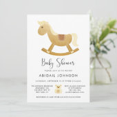 Invitation Unisex Yellow Gold Retro Baby shower Rocse Horse (Debout devant)